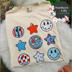 4th of July Smileys Comfort Colors T-Shirt